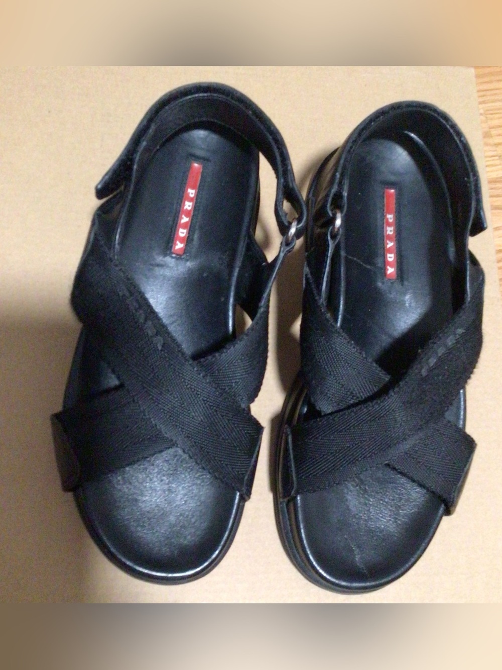 Prada Black Cross-Strap Slingback Sandals size 6.5